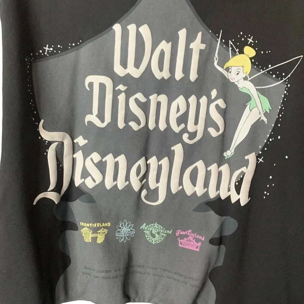 DISNEY 100 Tinkerbell Hoodie Womens Size Small Animation Studios Dark Grey Parks - Picture 4 of 6